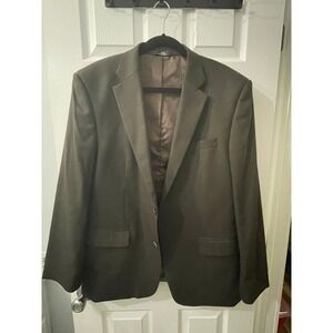 J.M. Haggar Mens Classic Fit Blazer Olive Brown Two Button Sport Coat Jacket